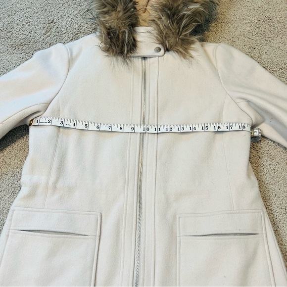 Ever New Melbourne Cream Wool-Blend Faux-Fur-Hood Fran Winter Coat. Size 6. - Picture 13 of 15
